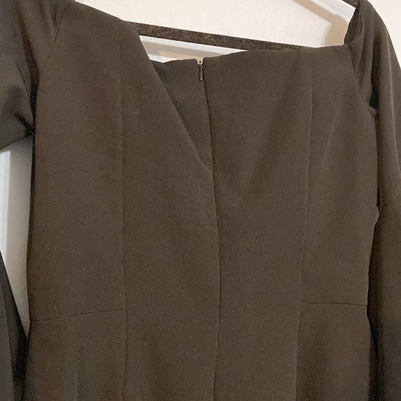 Milly Womens Size 10 Italian Cady Selena Slit Dress Black Midi Bell Sleeve NWT - Picture 7 of 16